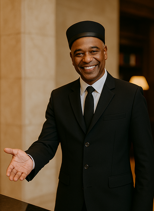 Smiling concierge welcoming you